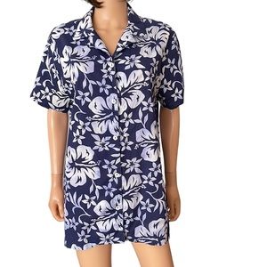 Vintage 80’s BAJA Blue cotton long shirt cover up